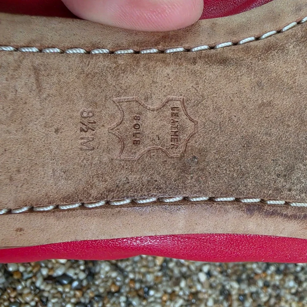 Tory Burch Reva Pink Leather Ballet Flats Gold Logo Medallion Size 8.5M